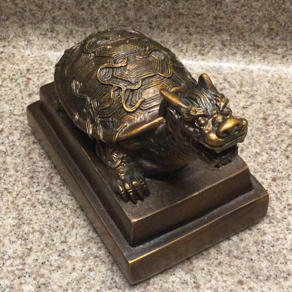 New- Antique Bronze Finish Dragon Turtle Reptile Figurine.
